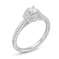 0.50 CT. T.W. Diamond Rose Frame Engagement Ring in 14K White Gold|Peoples Jewellers