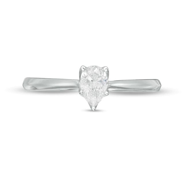 Trouvaille Collection CT. DeBeers®-Graded Pear-Shaped Diamond Solitaire Engagement Ring in 18K White Gold (F/SI2