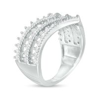 1.00 CT. T.W. Diamond Multi-Row Chevron Ring in 10K White Gold|Peoples Jewellers