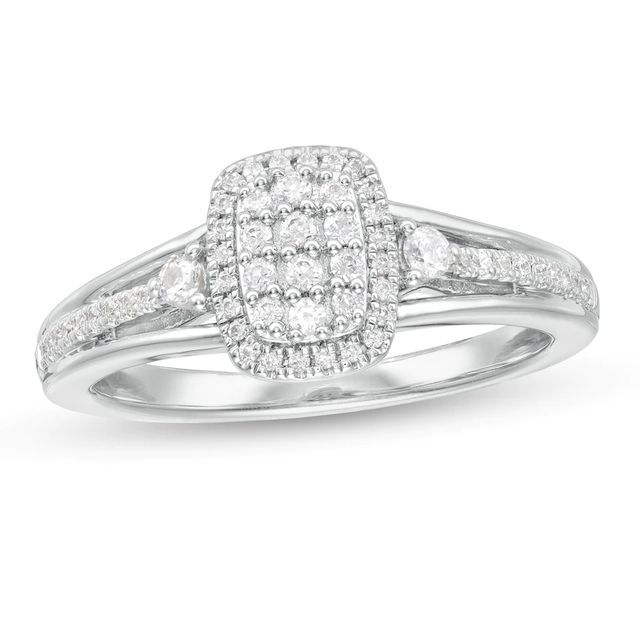 0.33 CT. T.W. Composite Diamond Rectangular Frame Ring in 10K White Gold|Peoples Jewellers