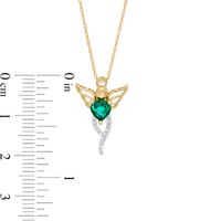 5.0mm Heart-Shaped Lab-Created Emerald and 0.04 CT. T.W. Diamond Angel Pendant in 10K Gold|Peoples Jewellers