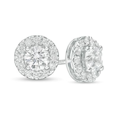 Trouvaille Collection 2.00 CT. T.W. Certified Diamond Frame Stud Earrings in 14K White Gold (F/I1)|Peoples Jewellers