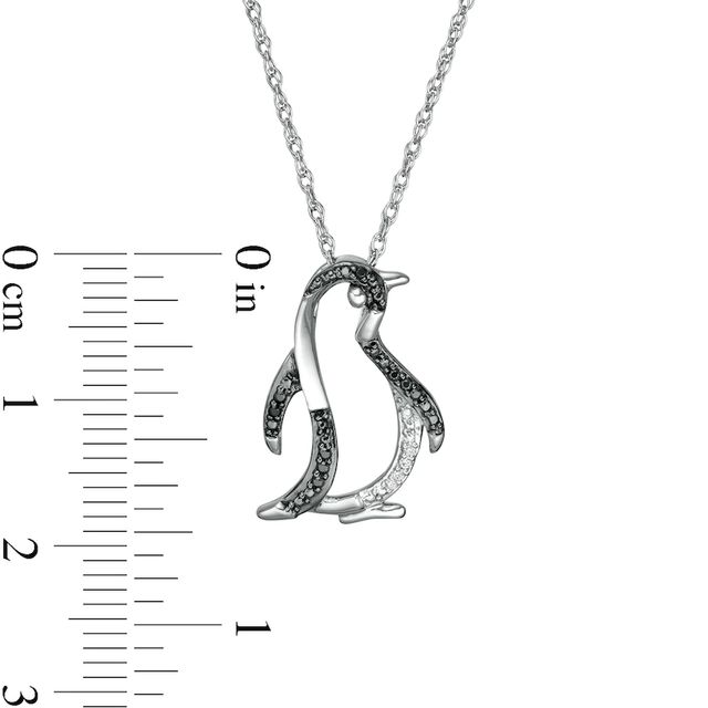 0.04 CT. T.W. Enhanced Black and White Diamond Penguin Pendant in Sterling Silver|Peoples Jewellers