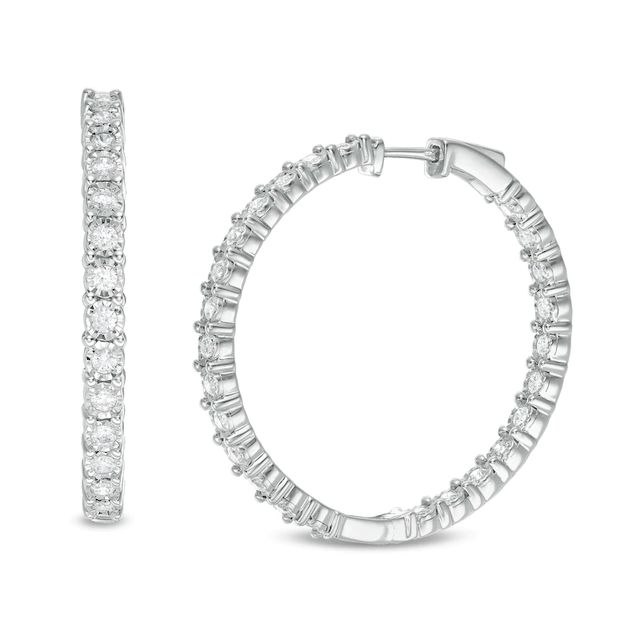 2.00 CT. T.W. Diamond Inside-Out Hoop Earrings in Sterling Silver|Peoples Jewellers