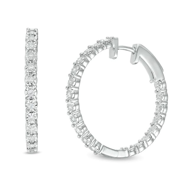 0.25 CT. T.W. Diamond Inside-Out Hoop Earrings in Sterling Silver|Peoples Jewellers