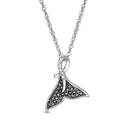 0.04 CT. T.W. Enhanced Black and White Diamond Mermaid Tail Pendant in Sterling Silver|Peoples Jewellers