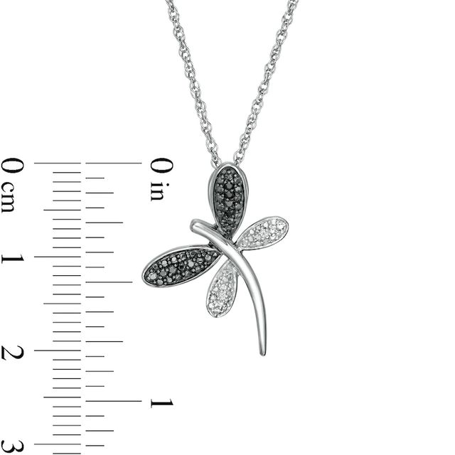 0.04 CT. T.W. Enhanced Black and White Diamond Dragonfly Pendant in Sterling Silver|Peoples Jewellers