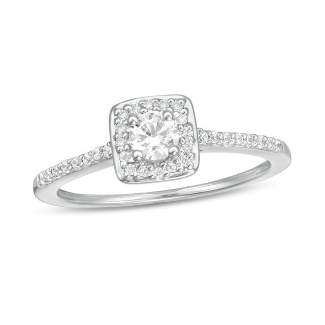 0.40 CT. T.W. Diamond Cushion Frame Engagement Ring in 10K White Gold