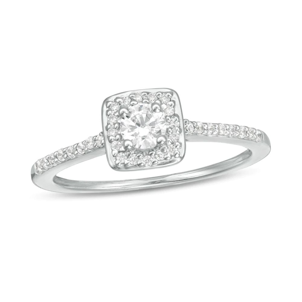 0.40 CT. T.W. Diamond Cushion Frame Engagement Ring in 10K White Gold|Peoples Jewellers