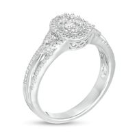 0.50 CT. T.W. Composite Diamond Oval Frame Split Shank Ring in 10K White Gold|Peoples Jewellers