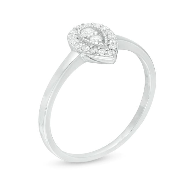 0.16 CT. T.W. Diamond Teardrop-Shaped Vintage-Style Promise Ring in 10K White Gold|Peoples Jewellers