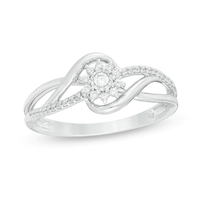 0.16 CT. T.W. Diamond Bypass Twist Shank Promise Ring in 10K White Gold|Peoples Jewellers