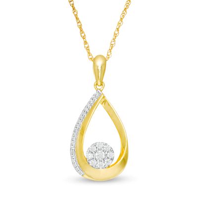 0.20 CT. T.W. Composite Diamond Teardrop-Shaped Pendant in 10K Gold|Peoples Jewellers