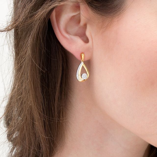 0.25 CT. T.W. Composite Diamond Teardrop-Shaped Drop Earrings in 10K Gold|Peoples Jewellers