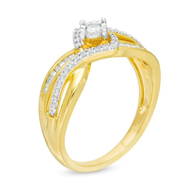 0.25 CT. T.W. Diamond Double Row Bypass Ring in 10K Gold|Peoples Jewellers