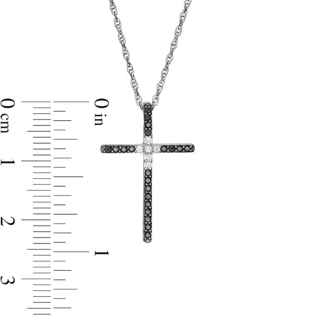 0.20 CT. T.W. Enhanced Black and White Diamond Cross Pendant in Sterling Silver|Peoples Jewellers