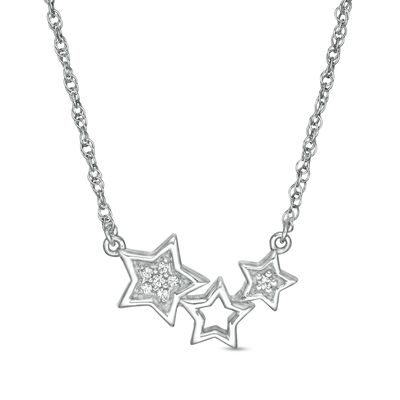Diamond Accent Triple Star Necklace in Sterling Silver|Peoples Jewellers