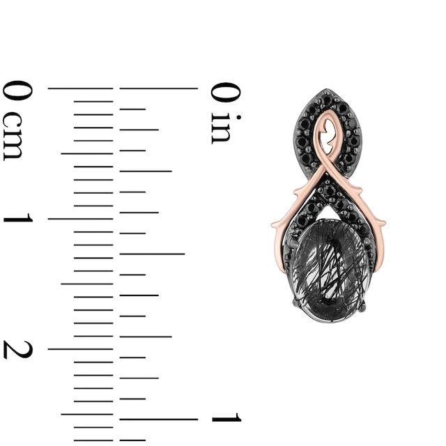 Enchanted Disney Villains Maleficent Quartz and 0.23 CT. T.W. Diamond Drop Earrings in Sterling Silver and 10K Rose Gold