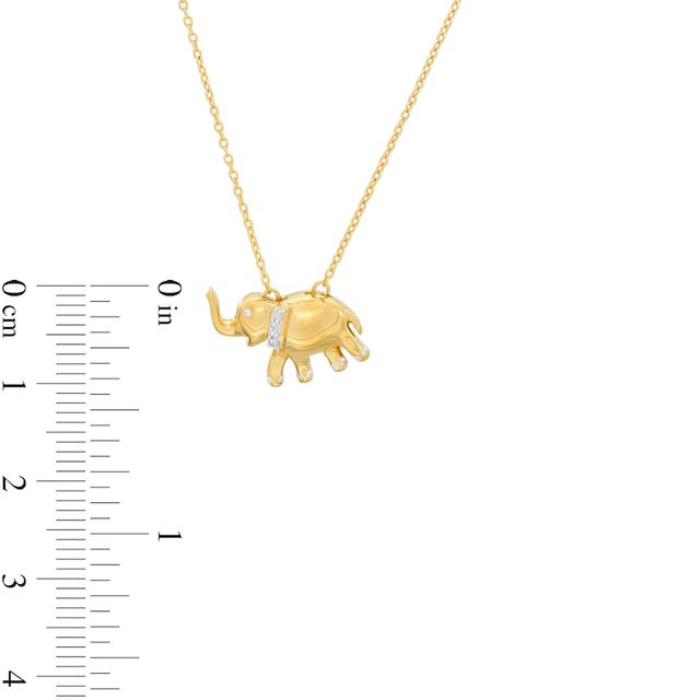 Diamond Accent Elephant Pendant in Sterling Silver with 14K Gold Plate|Peoples Jewellers