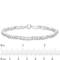 0.10 CT. T.W. Diamond Alternating Heart and "mom" Bracelet in Sterling Silver - 7.5"|Peoples Jewellers