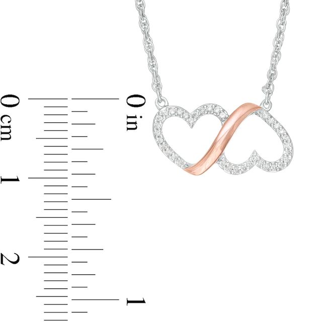 0.10 CT. T.W. Diamond Double Heart Infinity Loop Necklace in Sterling Silver and 10K Rose Gold|Peoples Jewellers