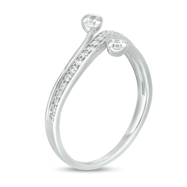 0.37 CT. T.W. Oval Diamond Bypass Ring in 10K White Gold|Peoples Jewellers