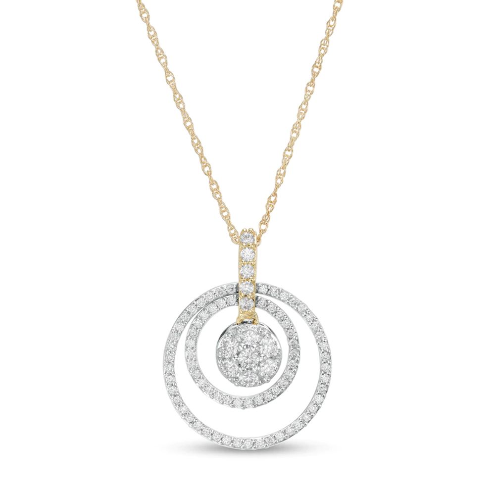 0.45 CT. T.W. Composite Diamond Double Open Circle Pendant in 10K Gold|Peoples Jewellers