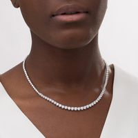 8.00 CT. T.W. Diamond Graduated Tennis-Style Necklace in 10K White Gold - 17"|Peoples Jewellers