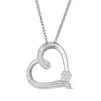 0.10 CT. T.W. Diamond Tilted Heart Pendant in Sterling Silver|Peoples Jewellers