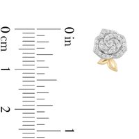 Enchanted Disney Belle 0.18 CT. T.W. Diamond Rose Stud Earrings in Sterling Silver and 10K Gold|Peoples Jewellers