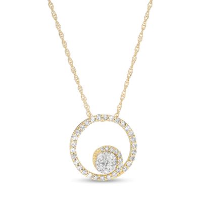 0.23 CT. T.W. Composite Diamond Open Circle Pendant in 10K Gold|Peoples Jewellers