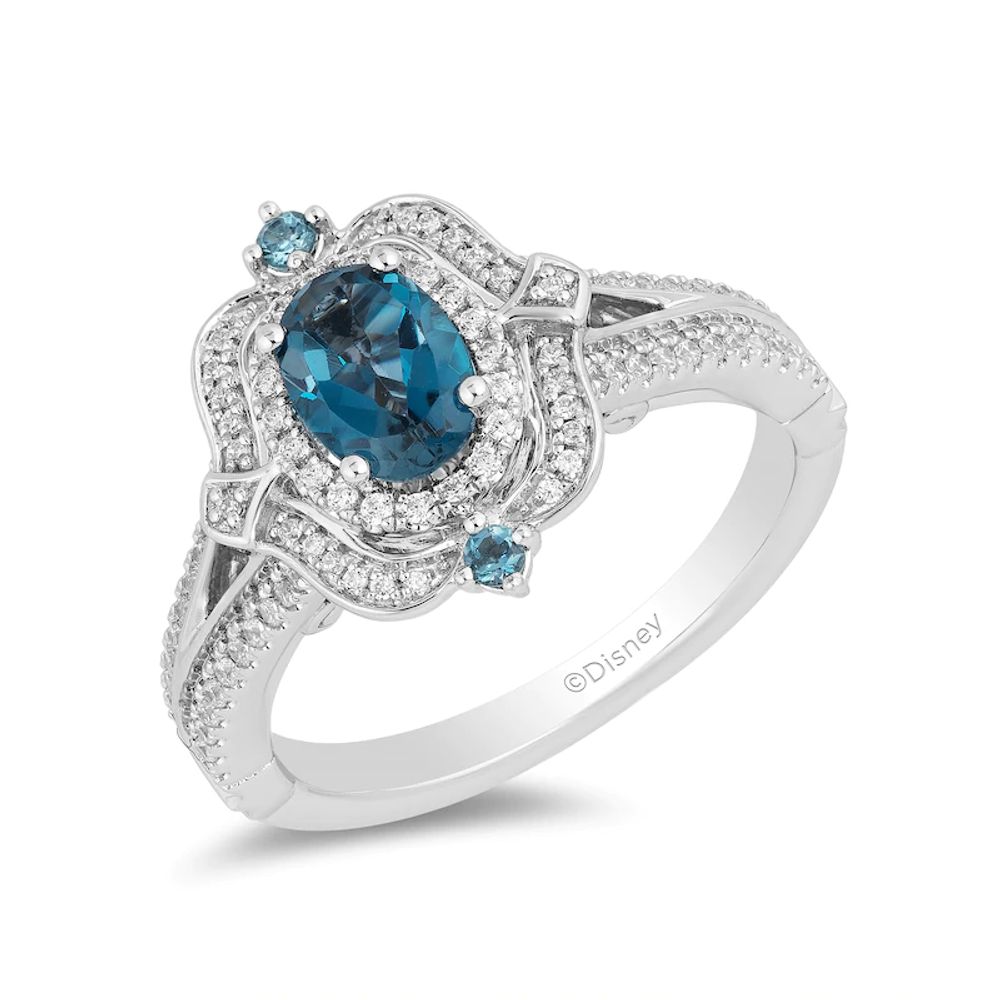 Collector's Edition Enchanted Disney Cinderella 70th Anniversary Topaz and 0.23 CT. T.W. Diamond Ring in 14K White Gold|Peoples Jewellers