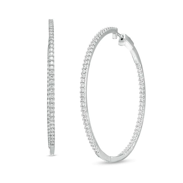 2.00 CT. T.W. Diamond Inside-Out Hoop Earrings in Sterling Silver