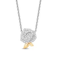 Enchanted Disney Belle 0.145 CT. T.W. Diamond Rose Necklace in Sterling Silver and 10K Gold|Peoples Jewellers