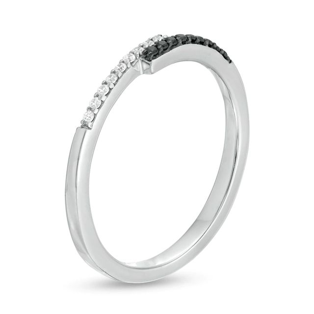 0.065 CT. T.W. Enhanced Black and White Diamond Bypass Ring in Sterling Silver|Peoples Jewellers
