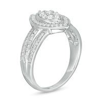 0.50 CT. T.W. Composite Diamond Marquise Frame Multi-Row Ring in 10K White Gold|Peoples Jewellers