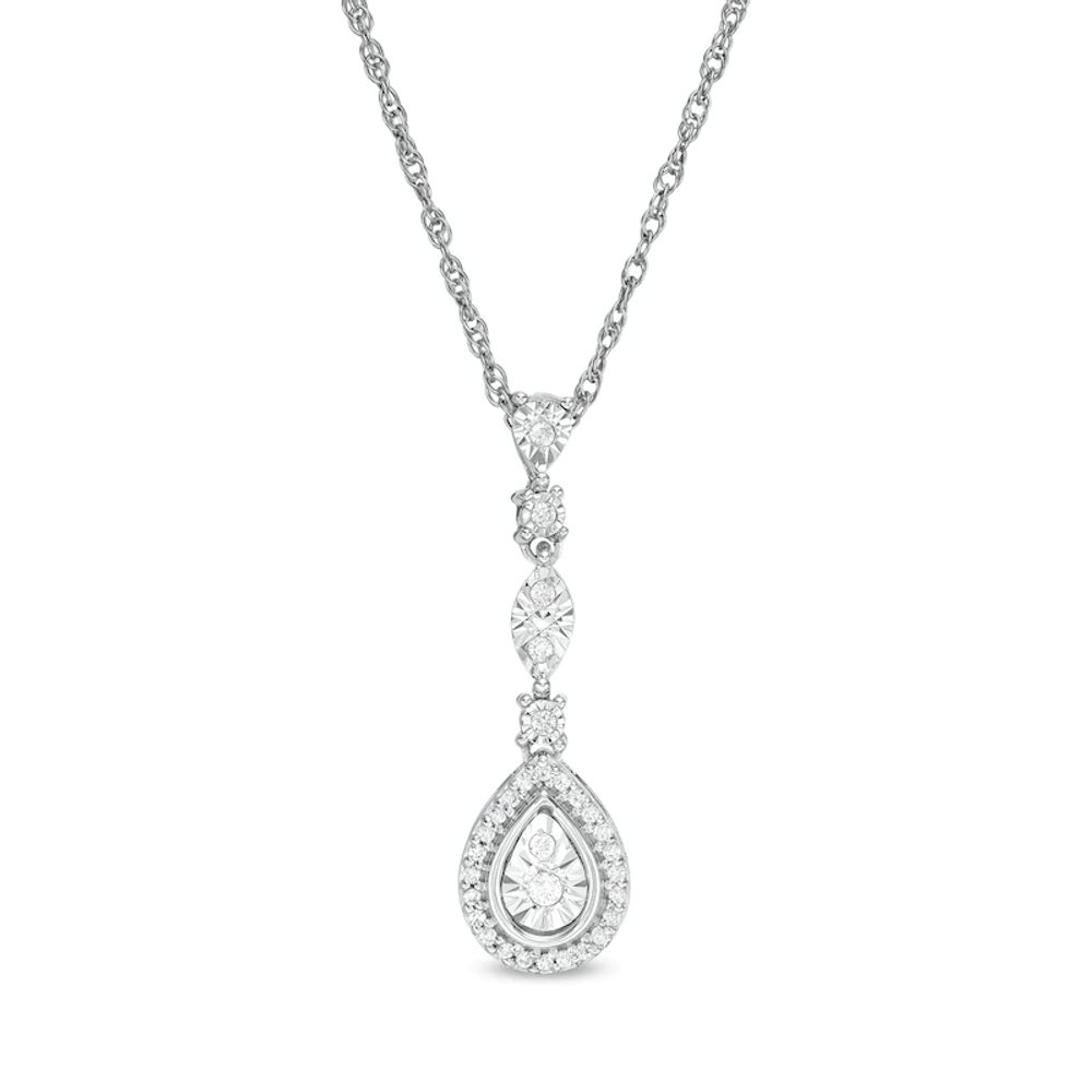 0.12 CT. T.W. Diamond Pear-Shaped Frame Drop Pendant in Sterling Silver|Peoples Jewellers