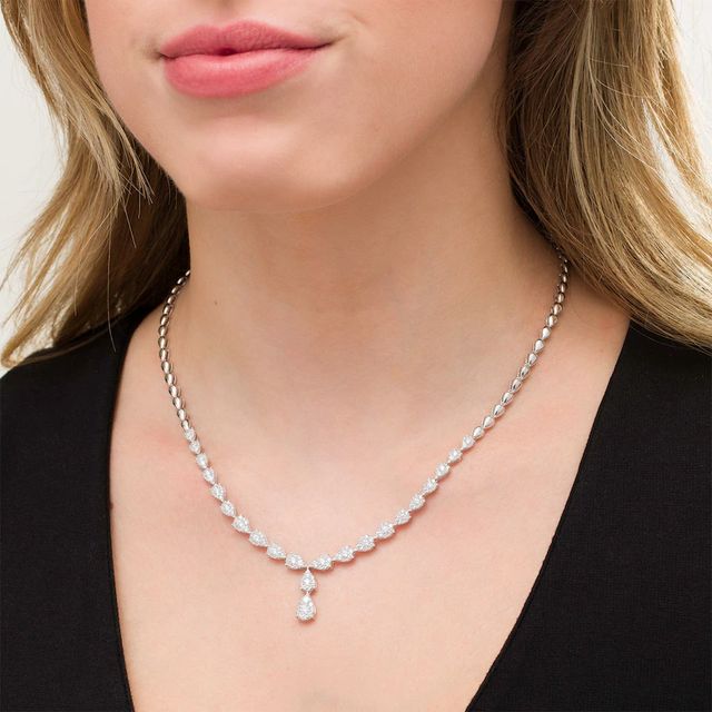 3.03 CT. T.W. Composite Diamond Graduated "Y" Necklace in 10K White Gold|Peoples Jewellers