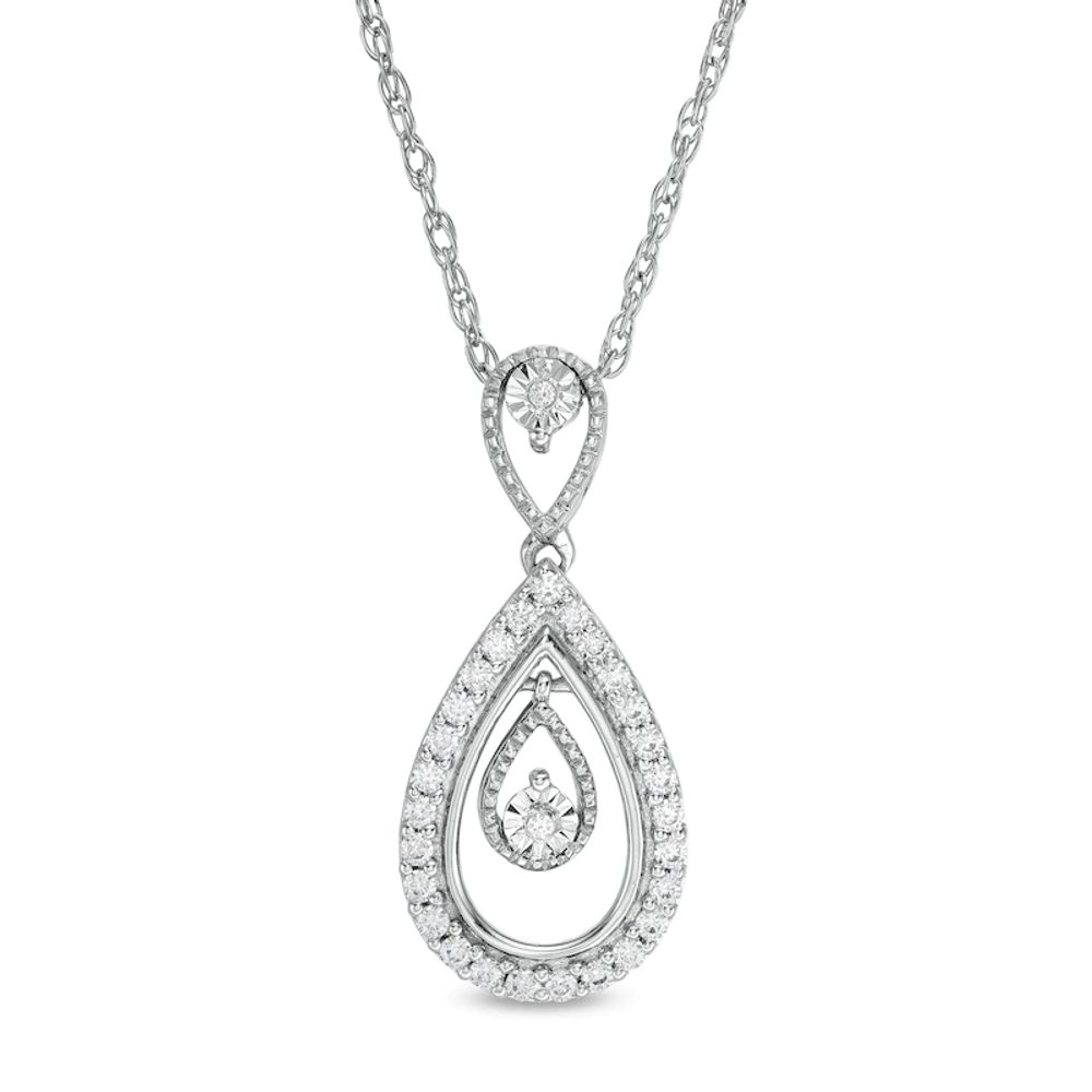 0.15 CT. T.W. Diamond Pear-Shaped Frame Dangle Pendant in Sterling Silver|Peoples Jewellers