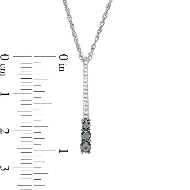 0.29 CT. T.W.  Enhanced Black and White Diamond Three Stone Linear Pendant in Sterling Silver|Peoples Jewellers