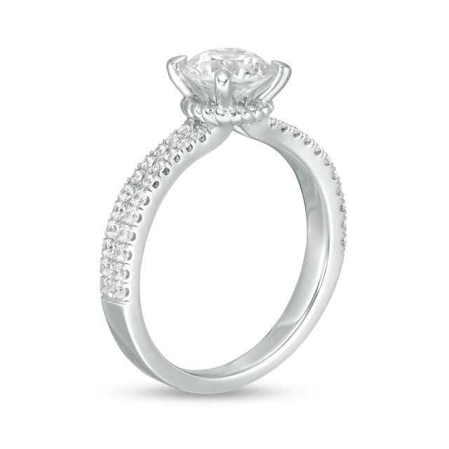 1.18 CT. T.W. Certified Diamond Double Row Engagement Ring in 14K White Gold (I/I2)|Peoples Jewellers
