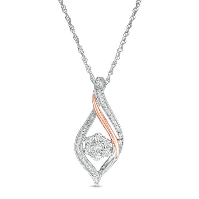 0.07 CT. T.W. Composite Diamond Twist Flame Pendant in Sterling Silver and 10K Rose Gold|Peoples Jewellers