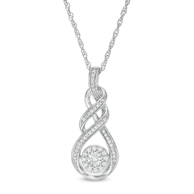 0.18 CT. T.W. Diamond Double Twist Flame Pendant in Sterling Silver|Peoples Jewellers