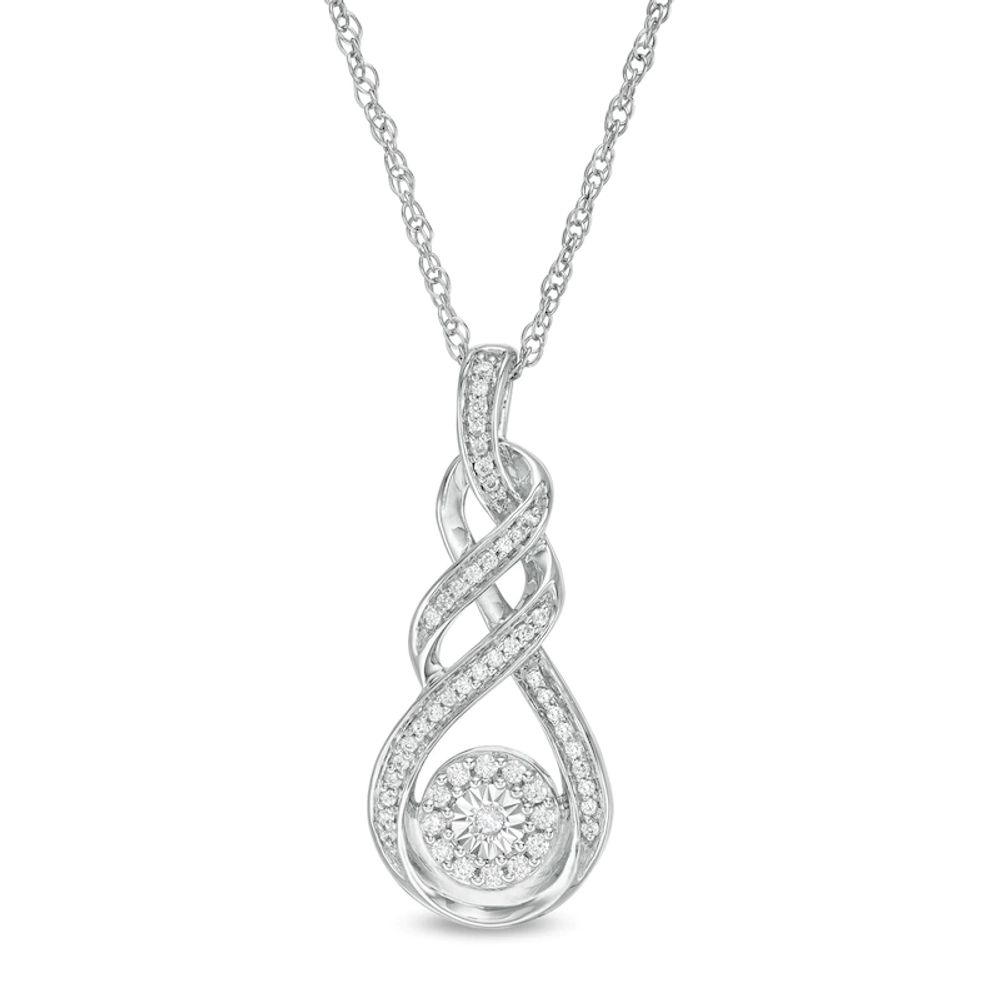 0.18 CT. T.W. Diamond Double Twist Flame Pendant in Sterling Silver|Peoples Jewellers