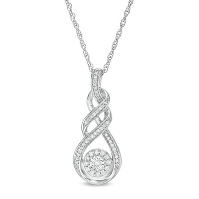 0.18 CT. T.W. Diamond Double Twist Flame Pendant in Sterling Silver|Peoples Jewellers