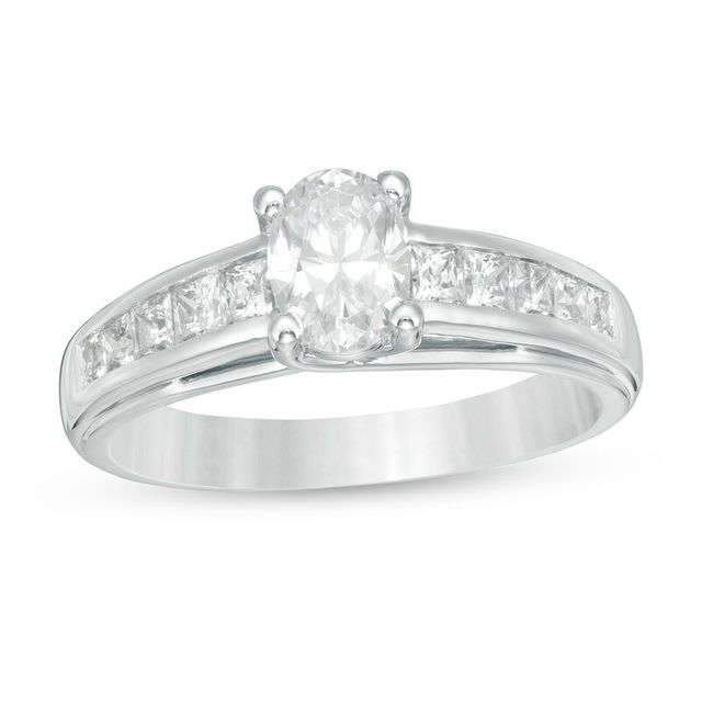 1.20 CT. T.W. Oval and Princess-Cut Diamond Engagement Ring in 14K White Gold|Peoples Jewellers
