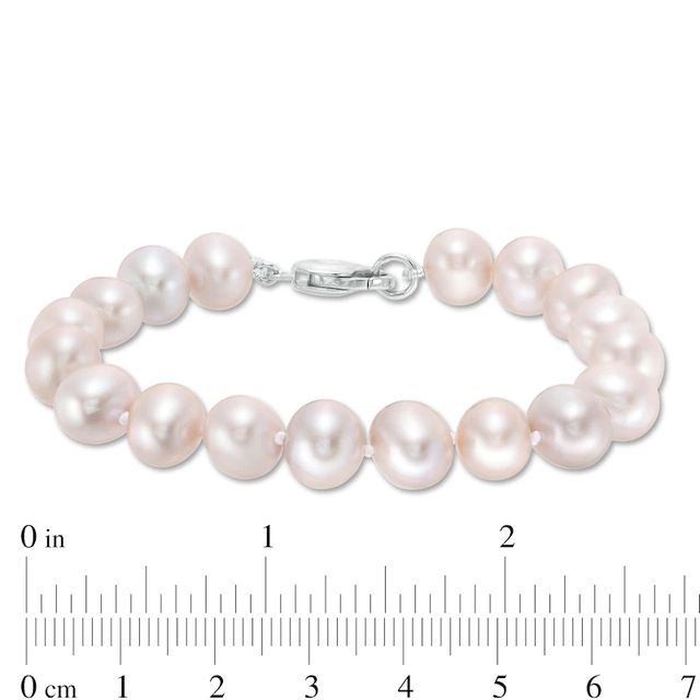 8.5-9.5mm Dyed Freshwater Cultured Pearl Strand Bracelet with Sterling Silver Clasp-7.5"|Peoples Jewellers