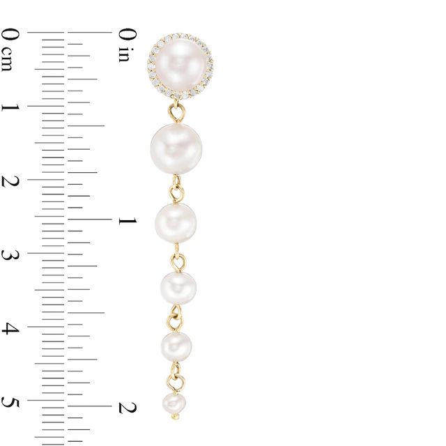 2.5-7.0mm Freshwater Cultured Pearl and Lab-Created White Sapphire Graduated Drop Earrings in 10K Gold|Peoples Jewellers