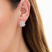 4.0mm Cushion-Cut, Marquise and Pear-Shaped Lab-Created White Sapphire Flower Stud Earrings in Sterling Silver|Peoples Jewellers