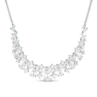 Marquise-Cut, Pear-Shaped and Round Lab-Created White Sapphire Necklace in Sterling Silver|Peoples Jewellers
